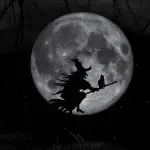 pic of a witch on a broomstick with the moon as a backdrop - Xas traditions in Norway christmas.co.uk