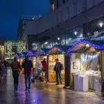 pic of the festive stalls at Cardiff Christmas market