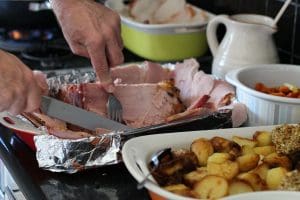 Christmas food being carved