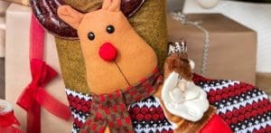 Christmas stockings with Rudolph and Santa
