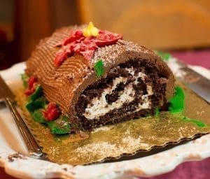 Xmas food yule log France