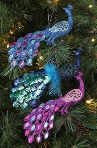xmas tree decorations peacocks
