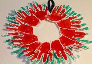 DIY Christmas decorations - a child's handprint wreath.