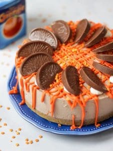 Pic of a no-bake chocolate orange cheesecake for Christmas christmas.co.uk