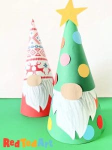 Pic of easy Christmas craft gnomes in card