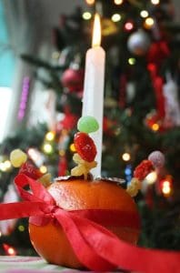 Pic of Christingle candle for Christmas celebration