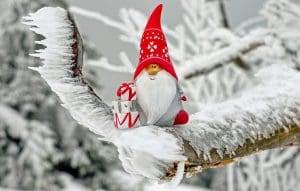 Pic of a model Santa Claus and presents for children