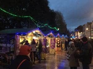 The stalls at Cardiff Christmas market 