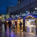 pic of the festive stalls at Cardiff Christmas market