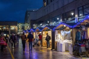 pic of the festive stalls at Cardiff Christmas market 