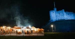 pic of the rides and castle at the winter wonderland at Cardiff Christmas market 