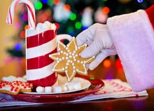 Pic of a decorated Christmas cookie and a drink - Christmas cookies - recipes and the history