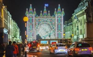 A street scene at Edinburgh Christmas market