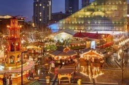 Pic of Manchester Christmas market stalls and rides