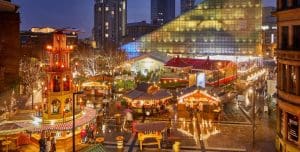 Pic of Manchester Christmas market stalls and rides
