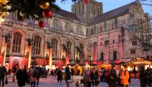 This is the stunning backdrop to the Winchester Cathedral Christmas market