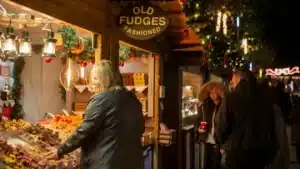 Pic of stalls at York Christmas market 