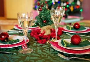 pic of a Christmas table ready for diners - part of a Christmas survival guide 