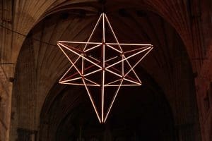Pic of the Cathedral's light installation at Exeter Christmas market