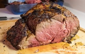 Roast rib of beef for Christmas dinner