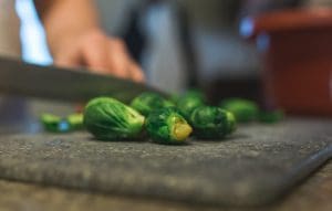 Pic of tasty brussels sprouts being prepared with an easy recipe