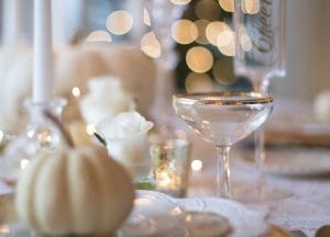 Pic of glasses and tableware for how to set a festive table