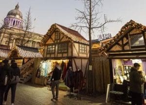 pic of stalls at Nottingham Christmas market