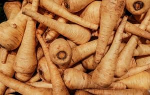 pic of parsnips waiting to be peeled and roasted