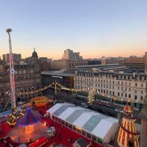 Day time image of Glasgow Winterfest Christmas market