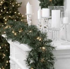 Pic of Christmas garland on a mantlepiece