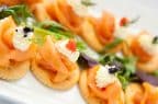 Pic of sliced fruit canapes to illustrate an article about canapes and Christmas Day recipes