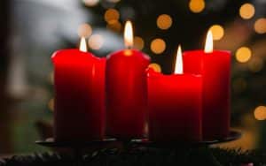 Pic of candles being used as an candle advent calendar
