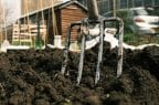 A picture of a gardening fork standing in the ground to illustrate a story about Christmas gifts for gardeners