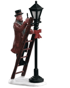 Lemax Caddington Village authentic village scene with a lamplighter diligently working