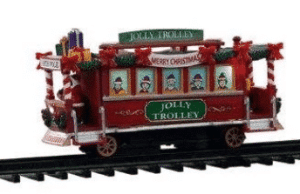 Lemax Caddington village Jolly Trolley being driven by Santa