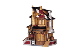 Lemax Caddington village Lucy’s chocolate shop with its wooden exterior