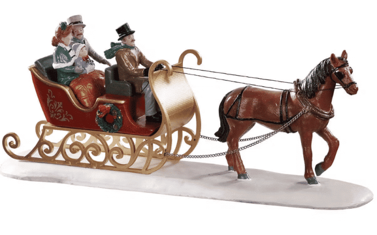 Lemax Caddington Village Victorian sleigh ride with two adults and their child