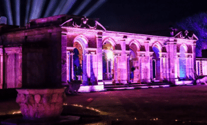 Hever Castle Christmas lights include illuminated buildings
