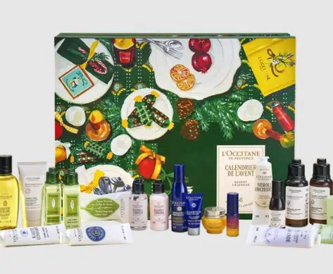 L’Occitane classic beauty advent calendar 2026 illustrated festive box design