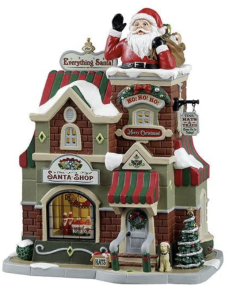 Lemax Caddington Village Santa shop christmas co uk Lemax Caddington Village Santa shop for all things Santa with Santa emerging from the chimney