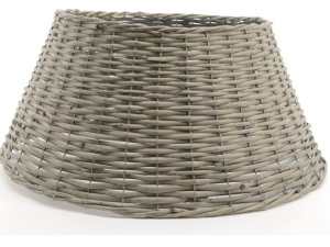 A wicker tree skirt to help protect the base and add to the festive decor